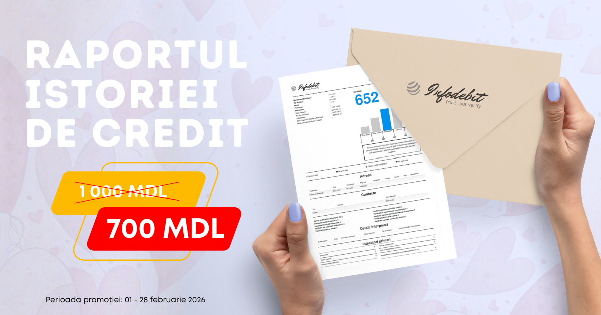 Obține raportul Istoriei de Credit la doar 700 lei în loc de 1000 lei, Online din orice colț al lumii!